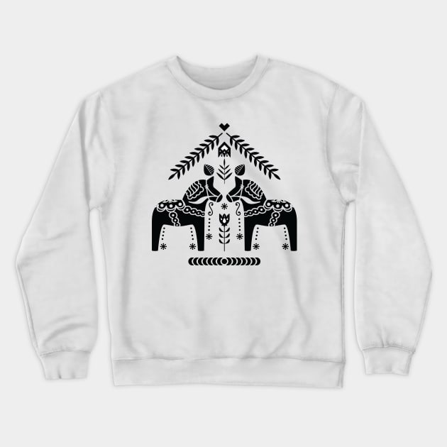 Swedish Dala Horse Crewneck Sweatshirt by Raluca Mateescu